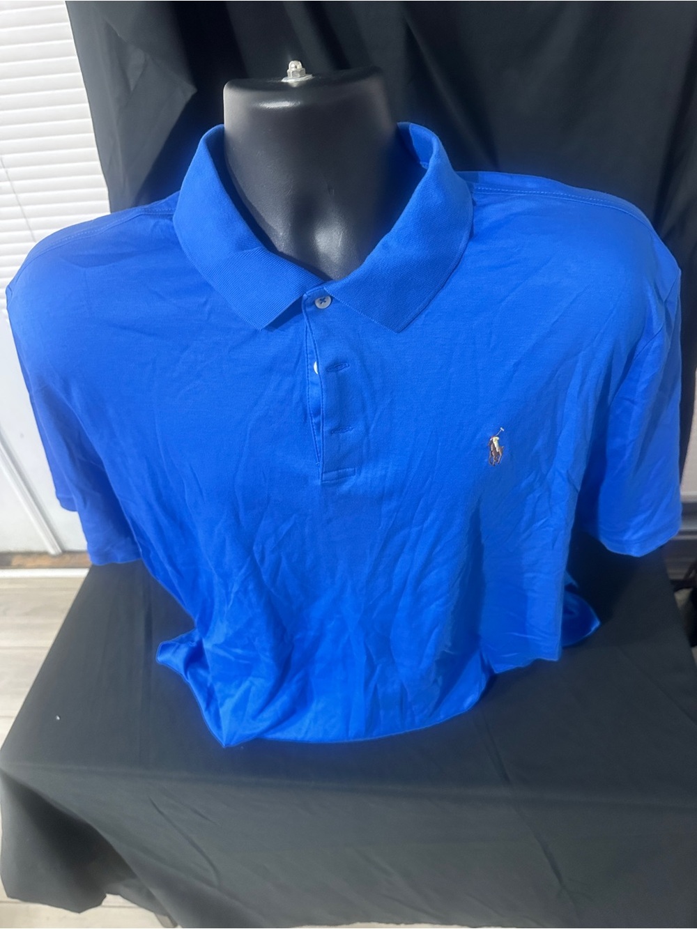 Polo Short-Sleeve Mesh Knit Shirt in Royal Blue-size XL-#628